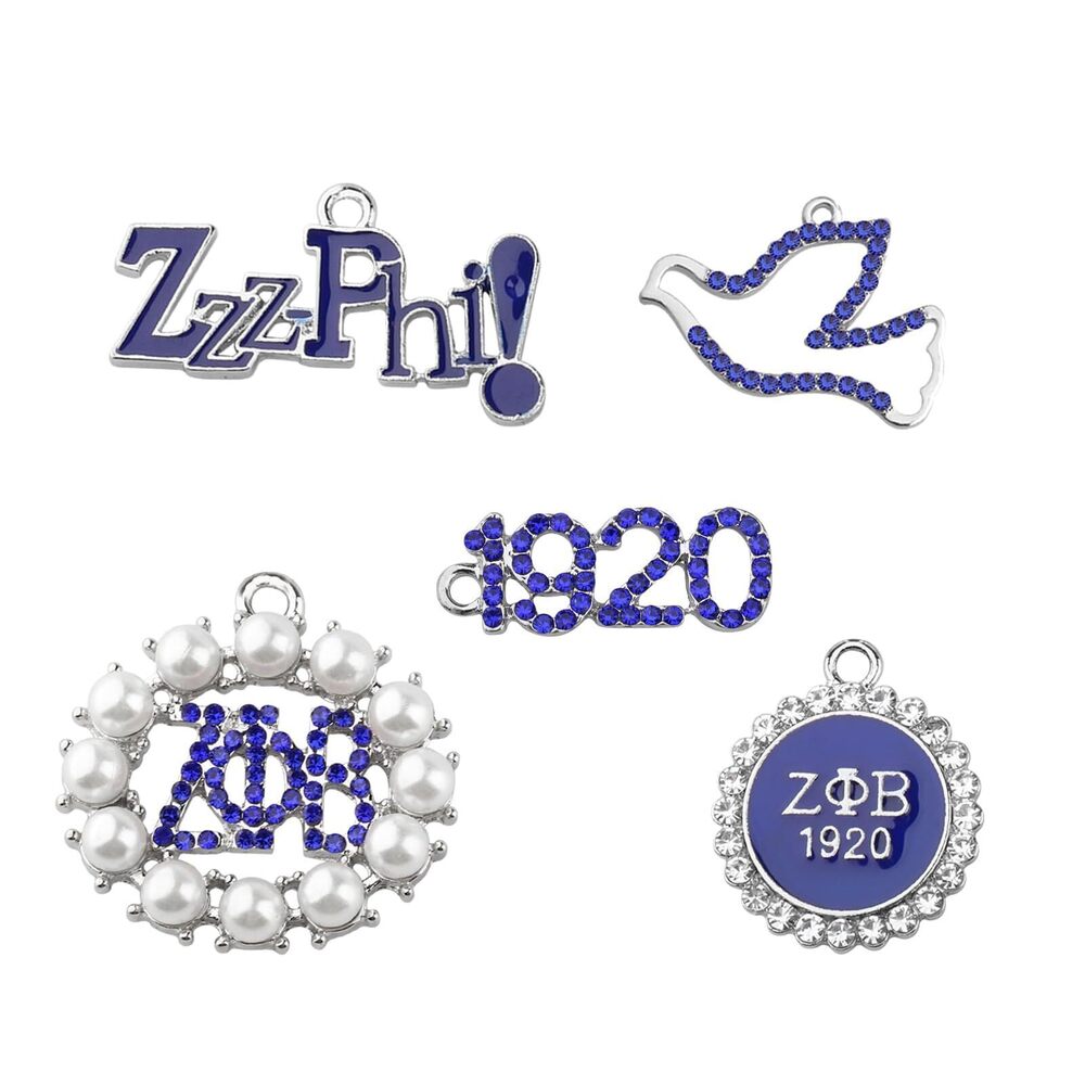 1784 5PCS Blue and White Sorority Gifts Charm Pendant for Jewelry Making